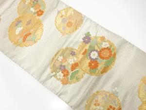 雪輪に花模様織出し袋帯